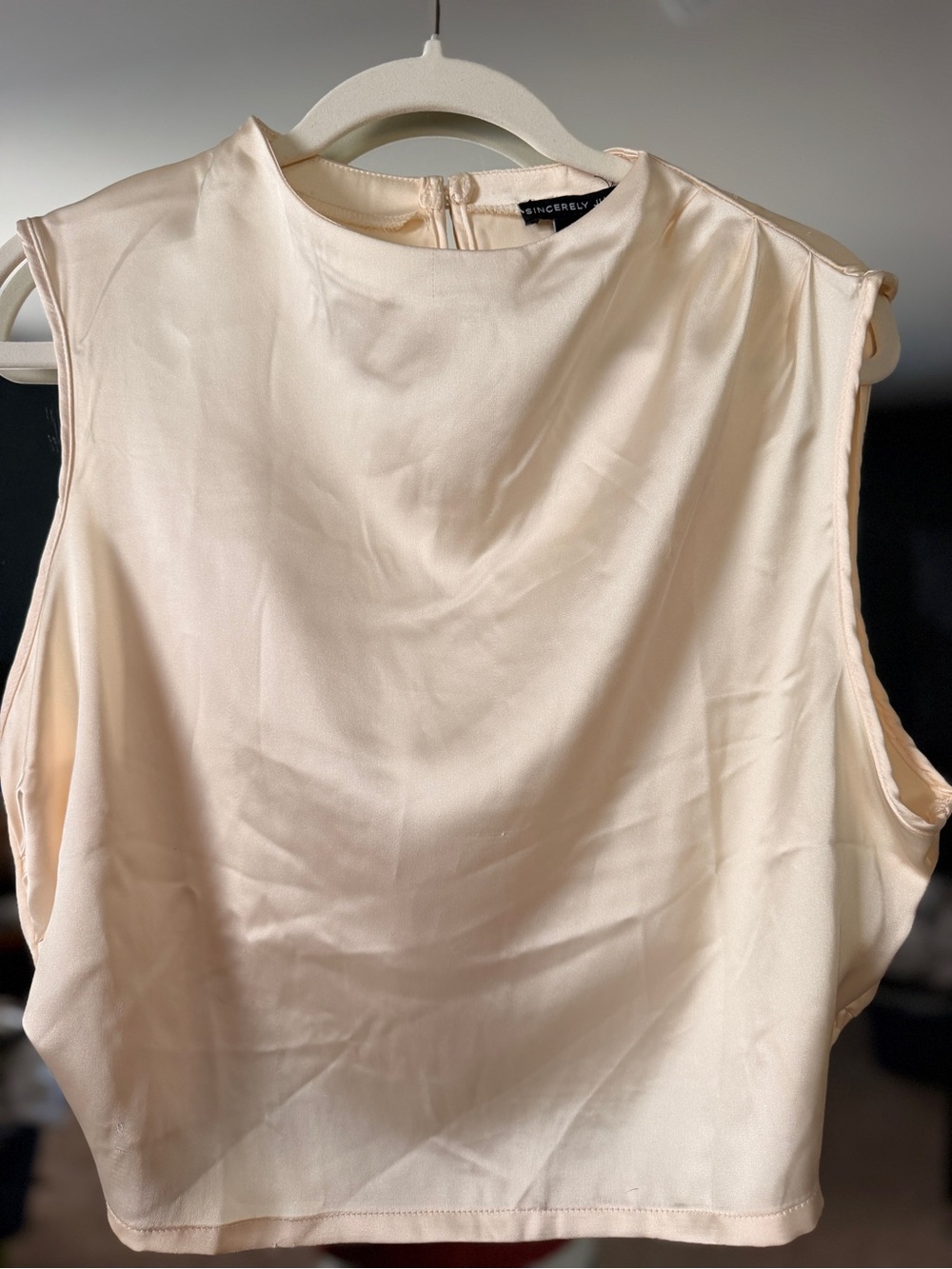 Sleeveless Silk-Feel Cream Crop Top by Sincerely Jules